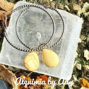 Alquimia Yellow turquoise and Silver Hoop Earrings